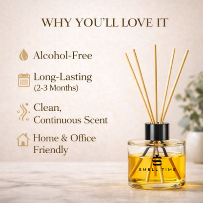 Reed Diffuser for Home & Office – Long Lasting, Alcohol-Free | Smell Time